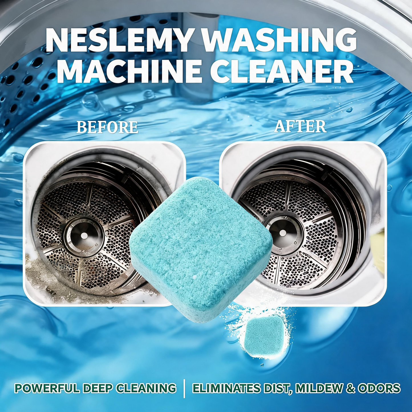 NESLEMY-Friendly Washing Machine Cleaner Tablets – Deep Clean Washer Odors, Residue & Pet Hair Buildup
