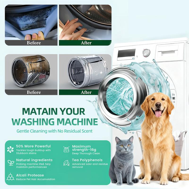 NESLEMY-Friendly Washing Machine Cleaner Tablets – Deep Clean Washer Odors, Residue & Pet Hair Buildup