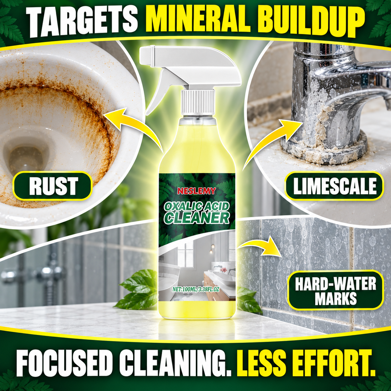 🔥NESLEMY Oxalic acid Cleaner for Tough Toilet & Sink Stains