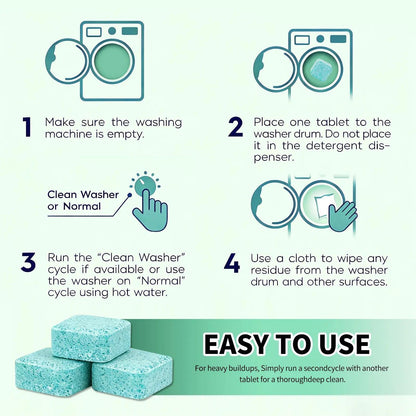 NESLEMY-Friendly Washing Machine Cleaner Tablets – Deep Clean Washer Odors, Residue & Pet Hair Buildup