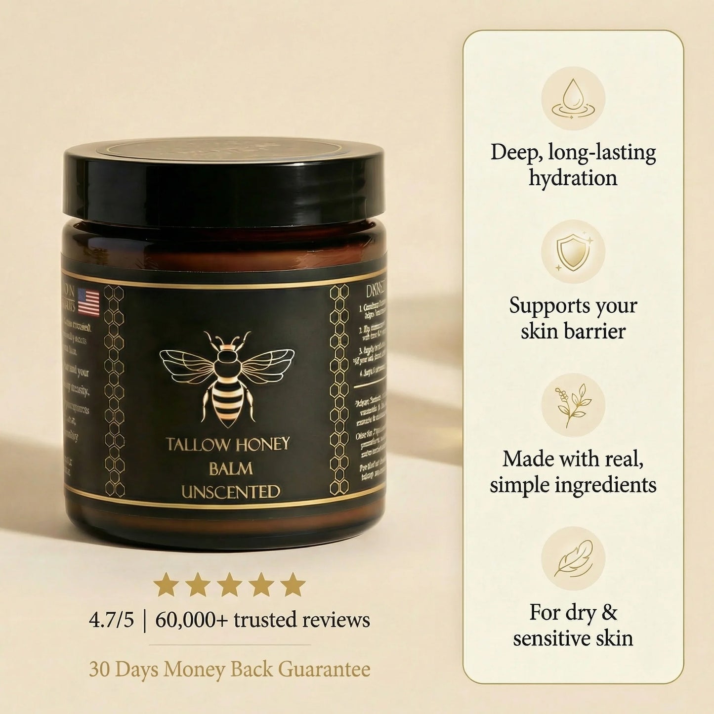 Buy 1 Get 1 Free🔥Organic Tallow Honey Balm to Help Erase Fine Lines, Wrinkles, and Age Spots
