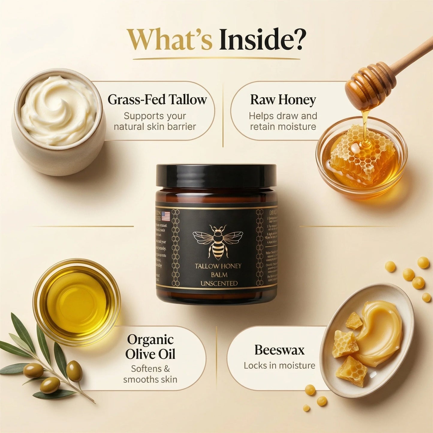 Buy 1 Get 1 Free🔥Organic Tallow Honey Balm to Help Erase Fine Lines, Wrinkles, and Age Spots