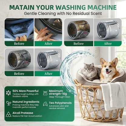 NESLEMY-Friendly Washing Machine Cleaner Tablets – Deep Clean Washer Odors, Residue & Pet Hair Buildup