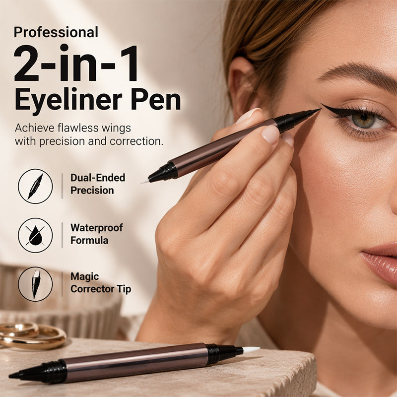 ✨2-in-1 Precision Wing Eyeliner – Waterproof, Quick-Dry & Easy-Correct